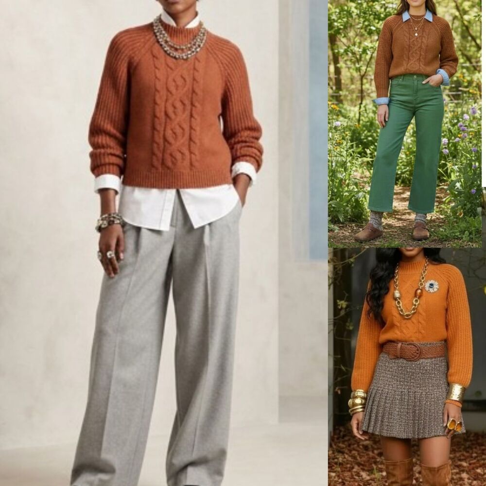 Blue Rain Orange Sweater NWOT